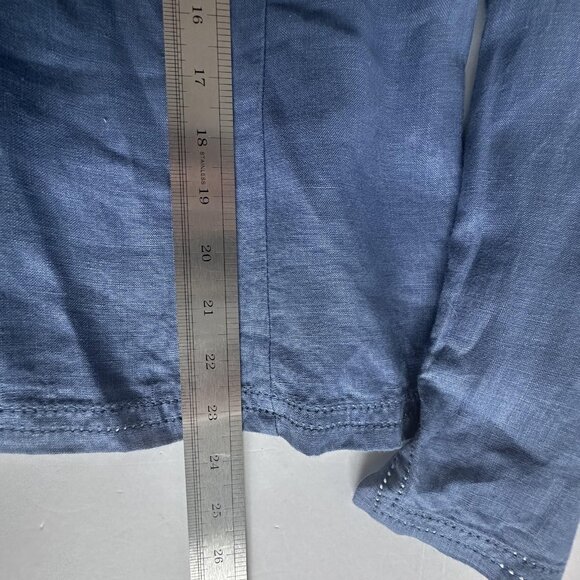 Autograph Blazer Womens 14 Blue 100% Linen Unlined Lightweight One Button Office - Picture 10 of 10